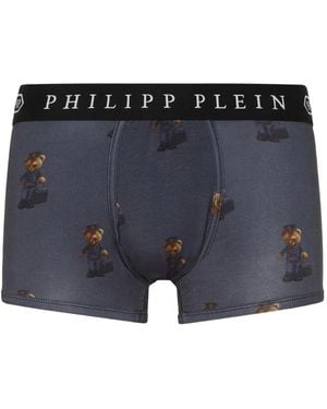 Philipp Plein Teddy Bear-Print Boxers - Blue