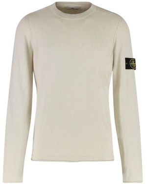 Stone Island Logo-Patch Crew-Neck Jumper - White