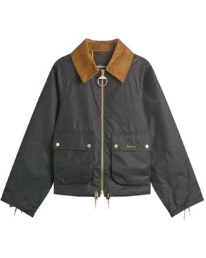 Barbour Marron Waxed Zipped Jacket - Black