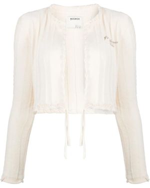 Musium Div. Logo-Embroidered Ribbed Cardigan - White