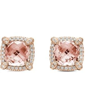 David Yurman 18Kt Rose Chatelaine Morganite And Diamond Stud Earrings (8Mm) - Pink