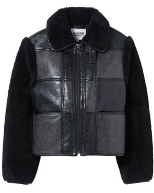 Claudie Pierlot Veste En Fourrure Artificielle À Empiècements - Noir
