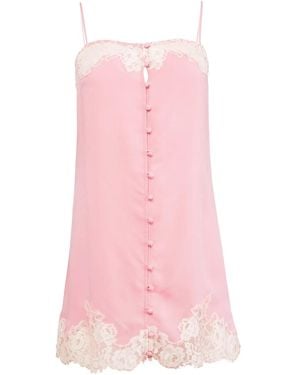 Fleur du Mal Juliet Lace Button Mini Dress - Pink