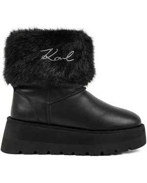 KARL LAGERFELD Skylar Faux-Fur Platform Boots - Black