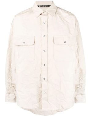 Palm Angels Logo-print Long-sleeve Shirt - Natural