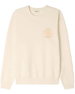 Sandro Sweater Met Gehaakte Bloem En Ronde Hals - Naturel