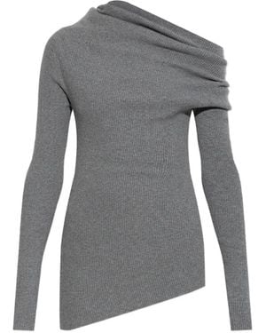 Lisa Yang Agie Ribbed Draped Knitted Top - Grey