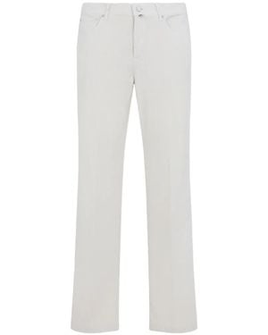 Kiton Corduroy-Effect Straight-Leg Pants - White