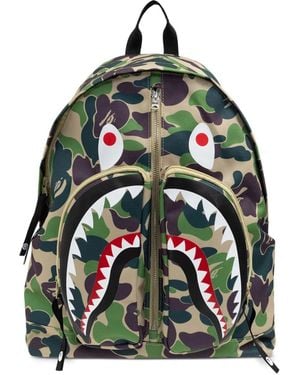 A Bathing Ape Camo Shark Backpack - Green