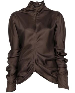 The Row Miles Ruffled Bodysuit - Brown