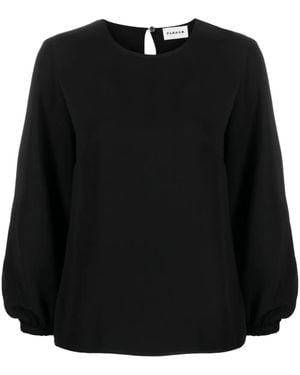 P.A.R.O.S.H. Long-Sleeve Round-Neck Top - Black
