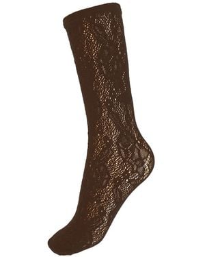Wolford Infinite Rose Net Wave-Lines Socks - Brown