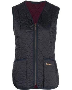 Barbour Gilet Matelassé À Col V - Bleu