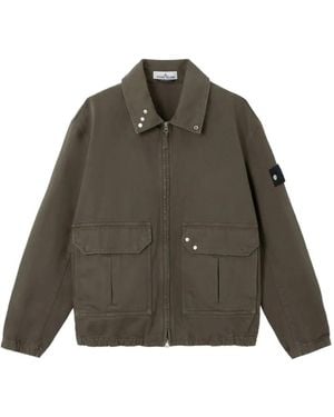 Stone Island Denim Research Elbow-Patch Jacket - Brown