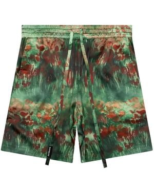 NAHMIAS Tie Dye-Print Silk-Blend Shorts - Green