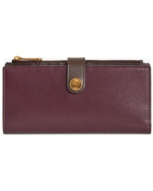 Etro Pegasus-Button Leather Wallet - Purple