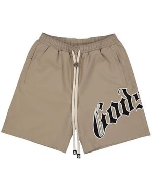 Godspeed Og Logo-Patch Drawstring Shorts - Natural