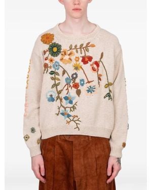 STORY mfg. Piper floral embroidered sweater - Natur