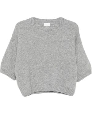 Allude Kurzärmeliges Strickoberteil - Grau