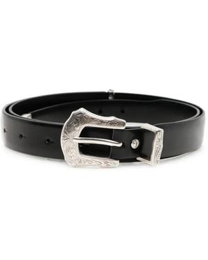 Toga Ceinture En Cuir À Boucle Gravée - Black