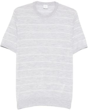 Eleventy Striped Round-Neck T-Shirt - White