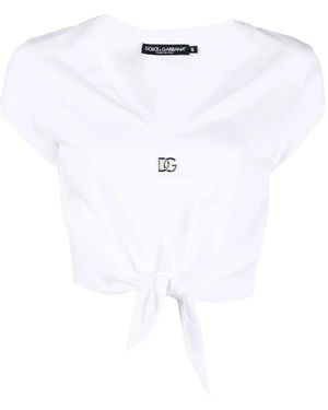 Dolce & Gabbana Jersey T-Shirt With Dg Logo And Knot Detail - White