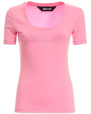 Just Cavalli Logo-Detail T-Shirt - Pink