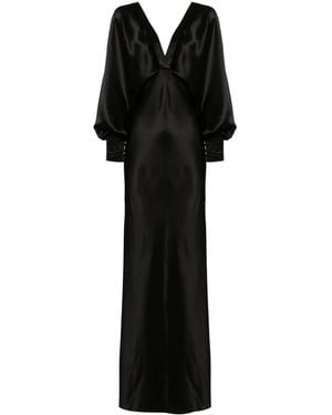 Saint Laurent シルクサテン マキシドレス - ブラック