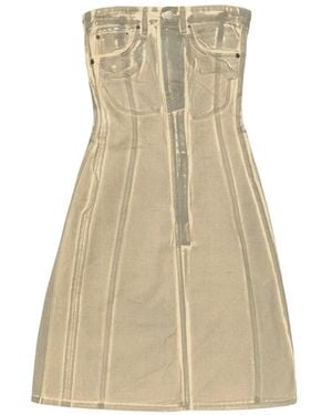 Acne Studios Denim-Print Mini Dress - Natural