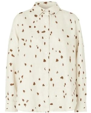 Samsøe & Samsøe Chemise En Lin Saloves À Pois - White
