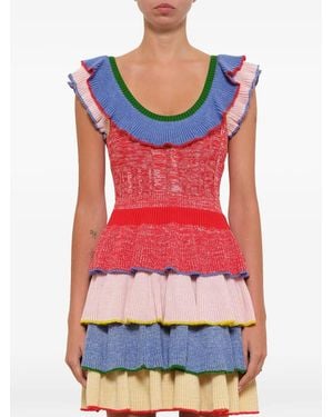 McQueen Knitted Tiered Mini Dress