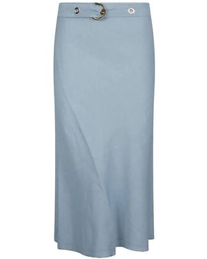 Pinko Belted Eyelet-Embellished Midi Skirt - Blue