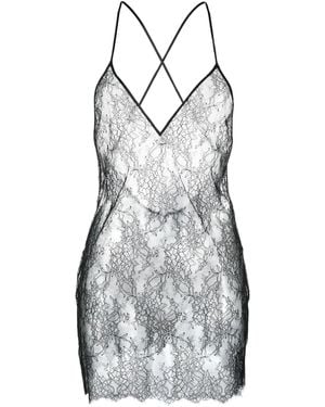 Maison Close Rendez-Vous Floral-Lace Short Dress - Black