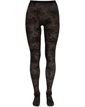 Balenciaga Floral-Lace Tights - Black