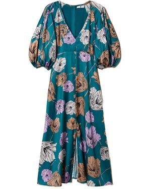 Twinset Abito Midi Con Maniche A Palloncino - Blu