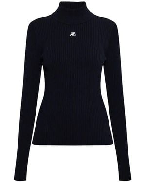 Courreges Logo-Patch Sweater - Blue