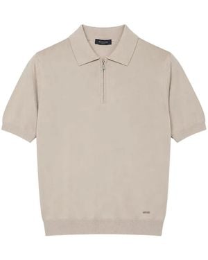 Tombolini Quarter-Zip Knitted Polo Shirt - Natural