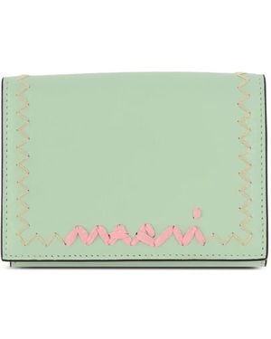 Marni Logo-Embroidered Tri-Fold Wallet - Green