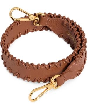 Coccinelle Whipstitch-Trim Leather Bag Strap - Brown