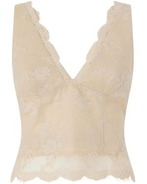 Pinko Lace V-Neck Top - Natural