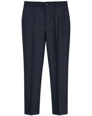 Etro Logo-Embroidered Tapered Pants - Blue