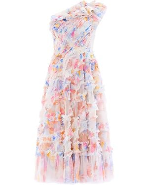 Needle & Thread Vestido Mariannes Floral Aaliyah - Blanco