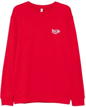 Moschino Sudadera con logo bordado - Rojo