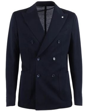 L.B.M. 1911 Drop S Double-Breasted Blazer - Blue