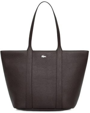 Lacoste Logo-Plaque Grained-Textured Tote Bag - Black