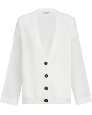 Brunello Cucinelli Ribbed Cotton Cardigan - White