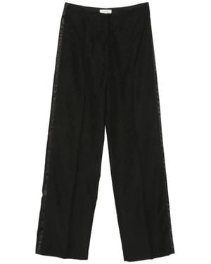 forte_forte Pantalon De Costume À Détails Satinés - Black