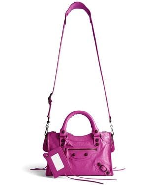 Balenciaga Mini Le City Studded Shoulder Bag - Pink