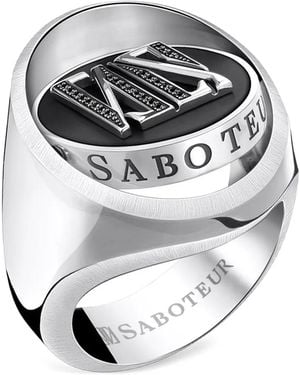 SABOTEUR Anillo De Sello Con Diamante Y Ónix - Gris