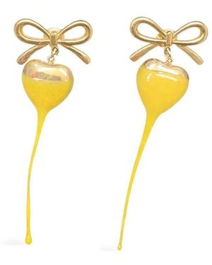 OTTOLINGER Bow-detail Heart-drop Earrings - Yellow